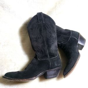 Justin Black Suede Womens Cowboy Boots vintage *Size 5